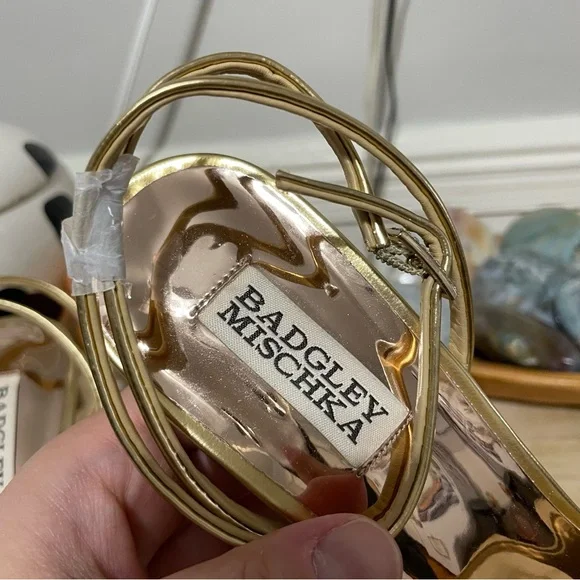 Badgley Mischka Ivette II Metallic Stiletto Sandal Size 9 - Picture 7 of 10